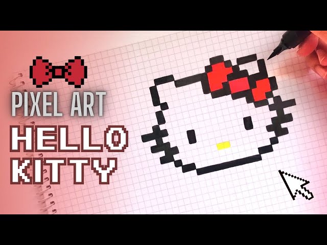 Handmade Pixel Art - How To Draw HELLO KITTY Step by Step!