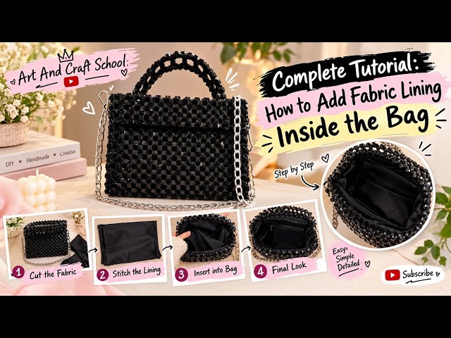 How to Add Fabric Lining Inside a Beaded Bag | Complete Step-by-Step Tutorial | DIY Bag Lining