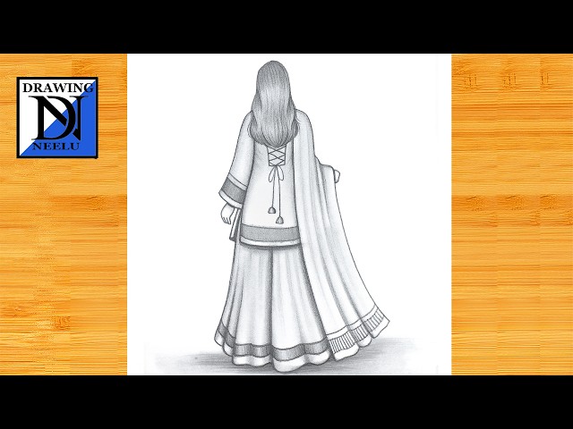 How to draw a Girl Backside in Sharara Suit || Pencil sketch for beginner || Girl drawing || Drawing