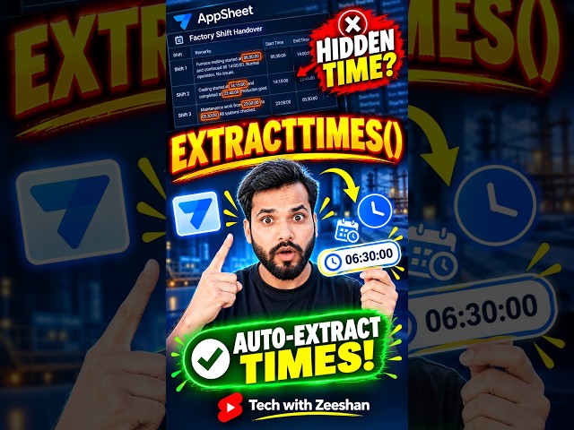 Extract Time from Text in AppSheet! 🕒 EXTRACTTIMES() Trick  #appsheet#shorts  #techwithzeeshan