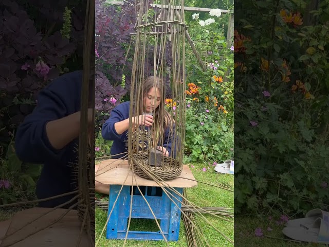Weaving a willow shopping basket