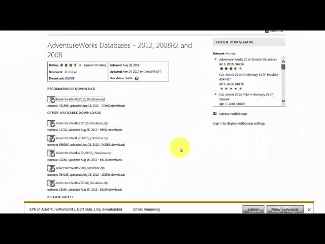 SQL Tutorial for Beginners: Ch 4 Install Adventure Works Sample Databases