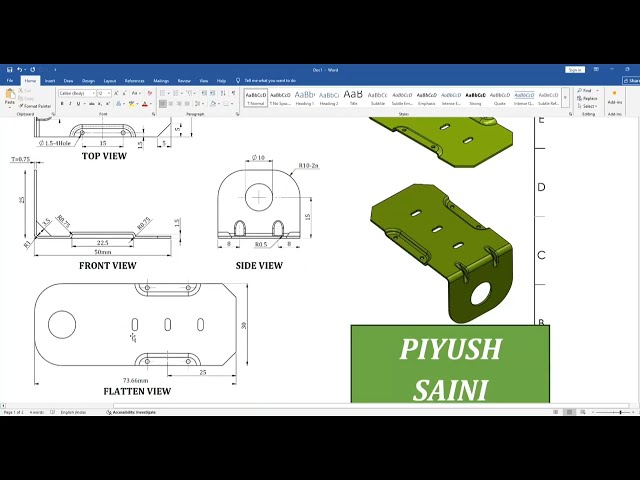 SolidWorks Sheet Metal Bracket Design | 3D Modeling Tutorial | Sheet Metal Drawing | For Beginners