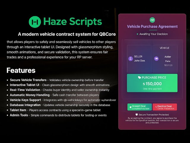 Haze Scripts Car Contract Script For Fivem