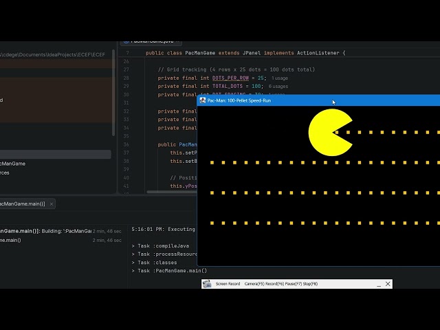 IntelliJ IDEA / Java Coding To Make Pack-Man