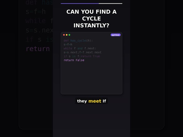 Detect a Cycle in a Linked List with Floyd’s Algorithm (Python) #python #interview #datastructures
