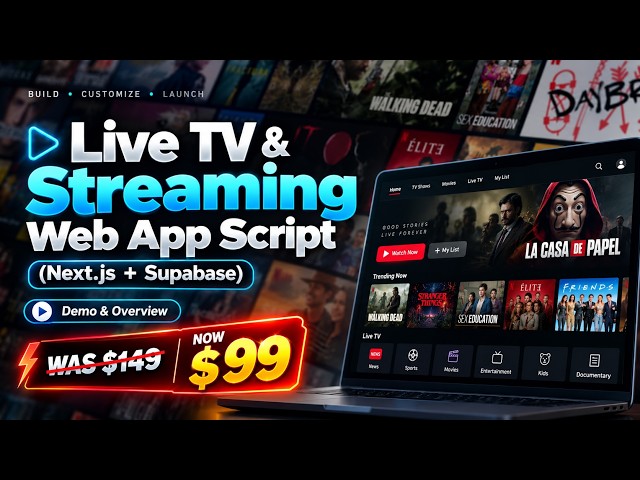Velora - Live TV & Streaming Web App Script (Next.js + Supabase) | Demo & Overview