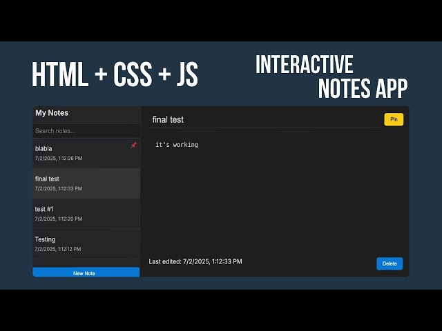 Build a Notes App from Scratch | HTML, CSS & JavaScript Tutorial for Beginners