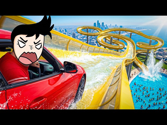 Sliding Cars On WATERSLIDES 🛝