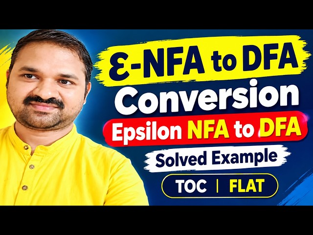 Conversion of Epsilon-NFA to DFA  | ε-NFA to DFA Conversion | Solved Example | TOC | FLAT