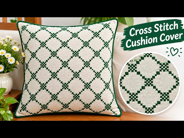 Easy Cross Stitch Cushion Cover Design | Beautiful Hand Embroidery | DIY Cushion Cover 