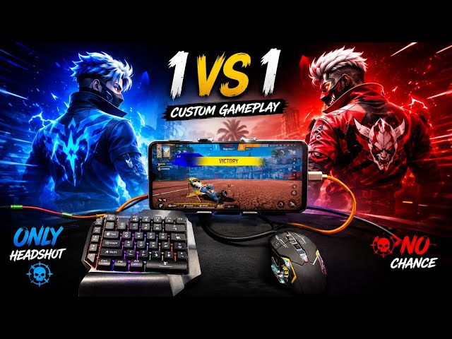 😱 1v1 CUSTOM GAMEPLAY 🔥 ONLY HEADSHOT 😈 | FREE FIRE