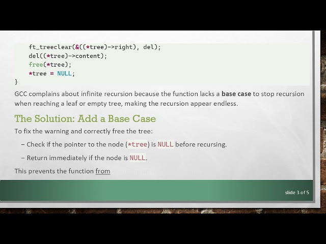 Fixing infinite recursion Warning When Freeing a Binary Tree in C