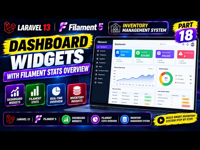 Dashboard Widgets with Filament Stats Overview | Laravel Inventory Management System | Part 18