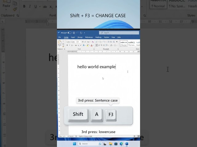 Change Text Case in Word Instantly (Shift + F3 Trick)