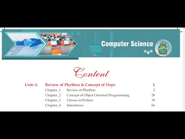Course Contents of Class 12 Computer Science-CBSE Python