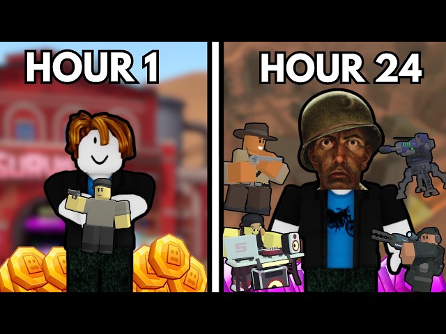 Noob Spends 24 HOURS In Tower Defense Simulator and Becomes Good...?