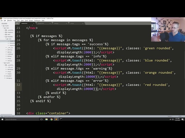 Messages and Includes   Django Web Development with Python p 7