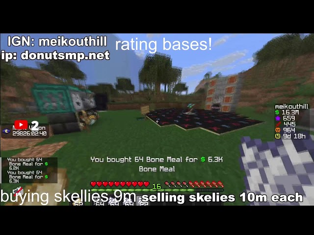 Donut SMP!🔴LOOTDROP RN TPAUTO+ 20M selling sklelies 4.8m Live Rating bases!! gambling!