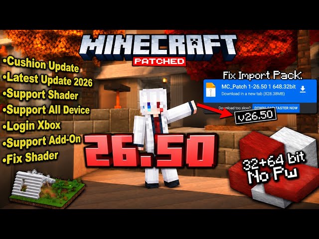 Minecraft 1.26.50 Patched | Minecraft Patch 1.26.50 latest version 🔥 2026 (cushions update review)