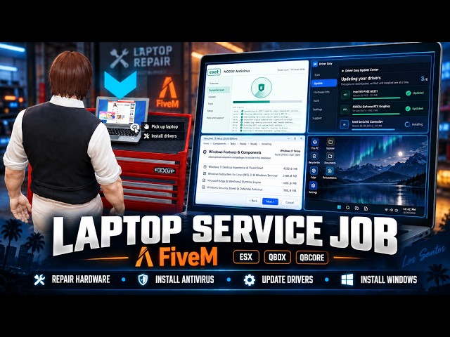 Fivem Laptop Technician Job | ESX, QbCore, Qbox Script