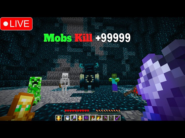 Minecraft But, I will Defeat 1 million Mobs! in Hardcore | Live