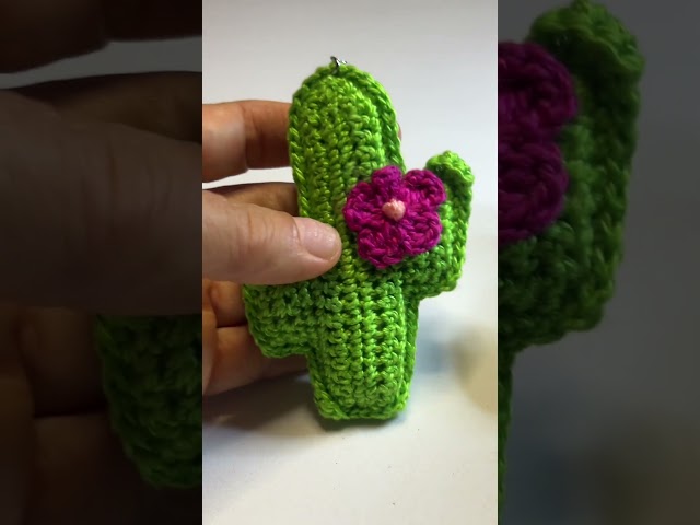 Crochet Cactus Keychain in Minutes 🌵 #shorts