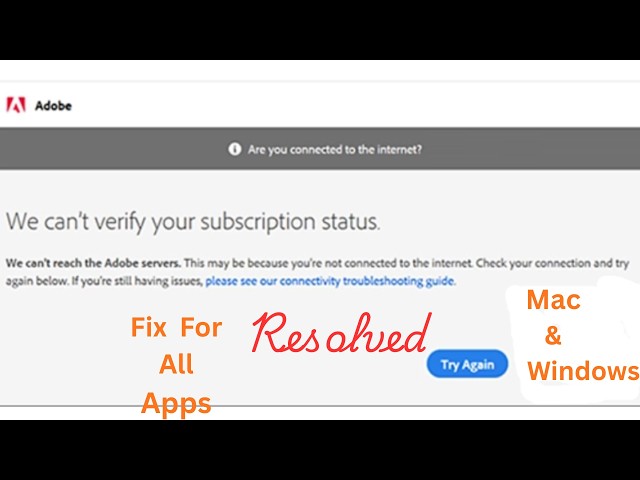 Adobe Can't Verify Subscription Status? FIX ALL APPS on Windows & Mac (2026)