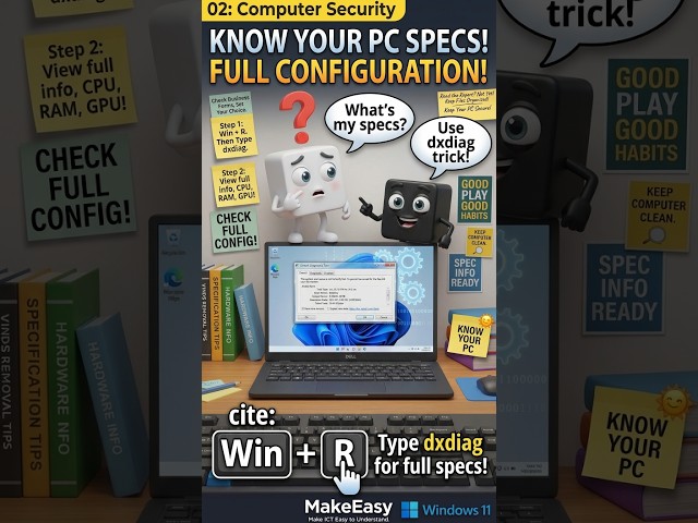 See ALL Your PC Specs Instantly! 💻 dxdiag Trick #makeeasy #shorts