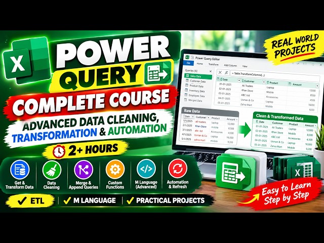 Power Query Complete Course | Advanced Data Cleaning, Transformation & Automation | 2 + Hours