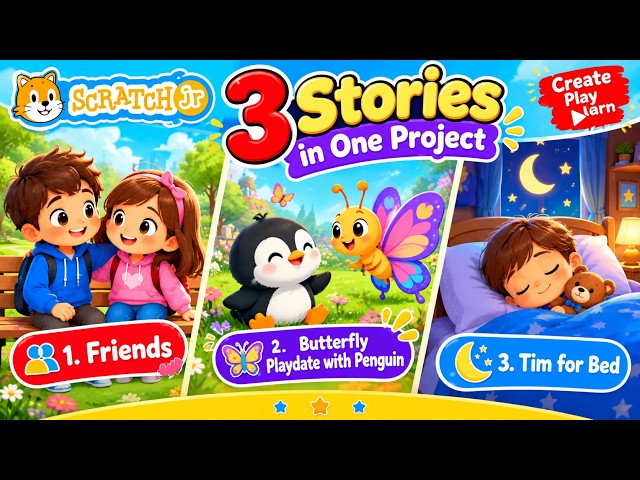 🔴 LIVE 8 PM | ScratchJr  🚀 3 Stories in ONE Project! | what kid stories in one project?