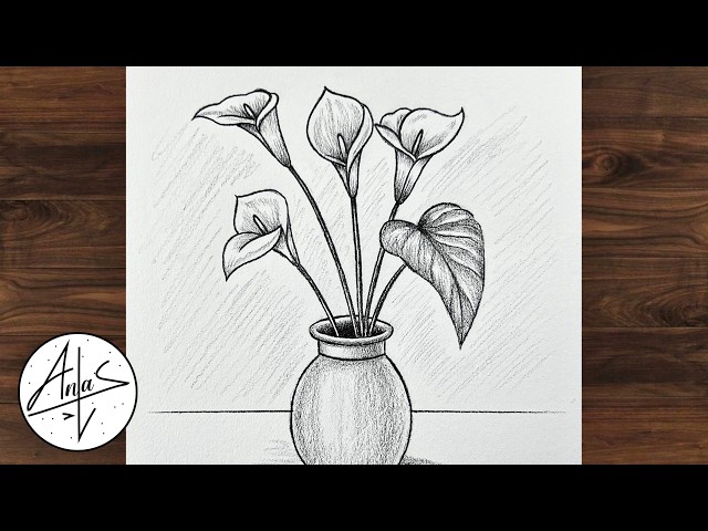 How To Draw Flowers In A Vase |  Flower Pot Drawing |  Drawing For Beginners
