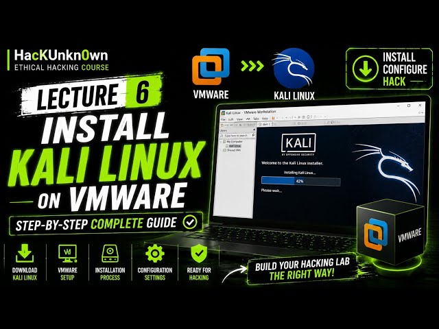 Install Kali Linux on VMware 🔥 | Complete Setup Guide for Ethical Hacking | Lecture 6 | HacKUnkn0wn