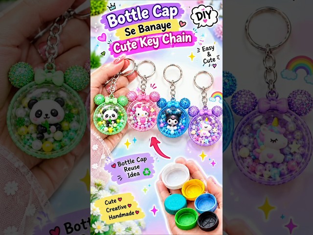 diy cute key chain from bottle cap 🥰/homemade cute key chain/diy key chain #shorts #keychain #diy