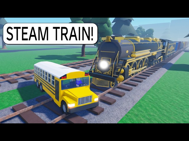 I Put a School Bus in Front of a Steam Train on Roblox BUT It Didn't Slow DOWN..