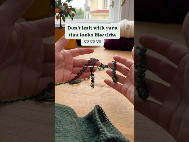 Curly yarn after unraveling? Don’t knit yet, it can make your fabric uneven. Smooth it first. 😊