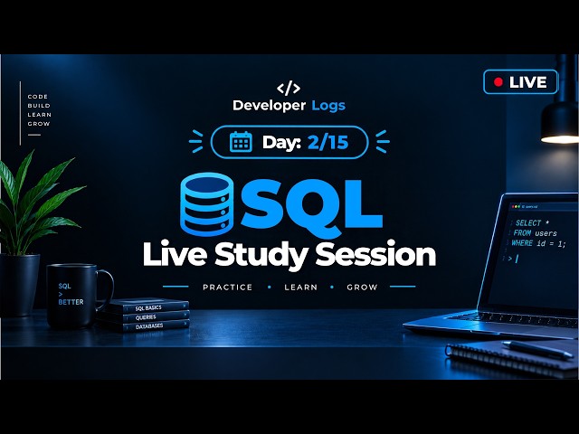 SQL Day 2/10 | LIVE Study With Me, Pomodoro, 3 Hours | Learn SQL from Scratch