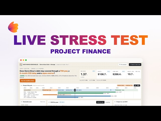 [Project Finance] Solar + Storage Lender Data Room: Stress-Test the Model Live | Peony
