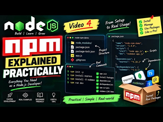 npm & package.json Explained | Node.js npm Tutorial for Beginners | Nodemon & Dependencies