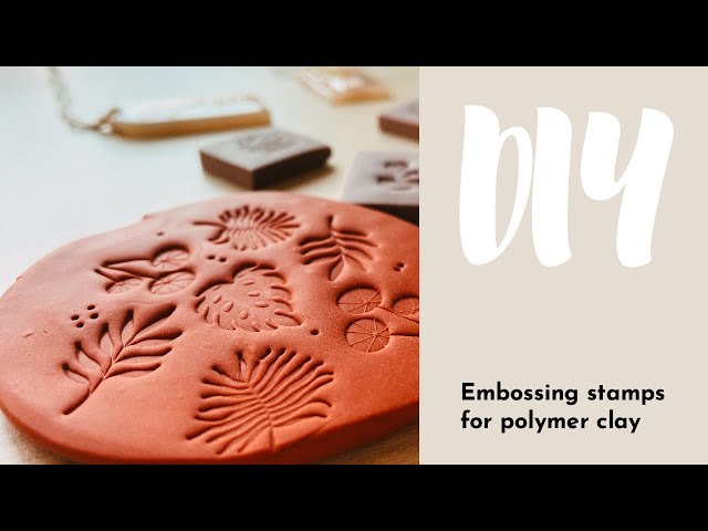 DIY: embossing stamp for clay | gold polymer clay earrings | how to emboss with stamps