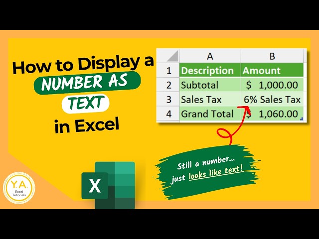 How to Display a Number as Text in Excel - Tutorial