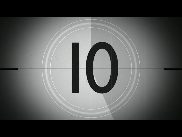 Black and white film 10 seconds Countdown Timer no Copyright