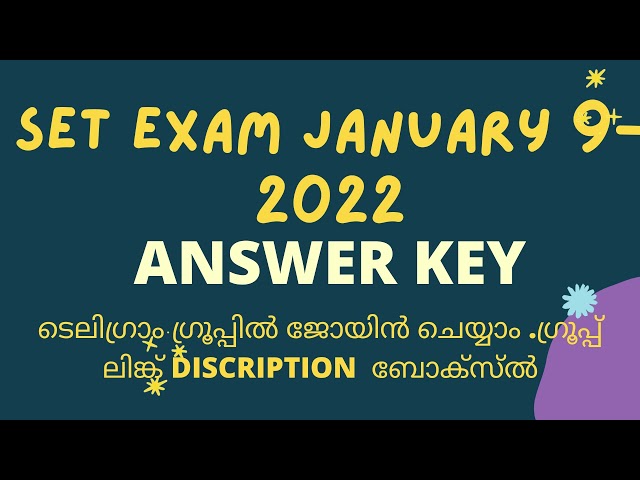 SET EXAM 2022 ANSWER KEY|KERALA SET JANUARY 9 2022 ANSWEER KEY