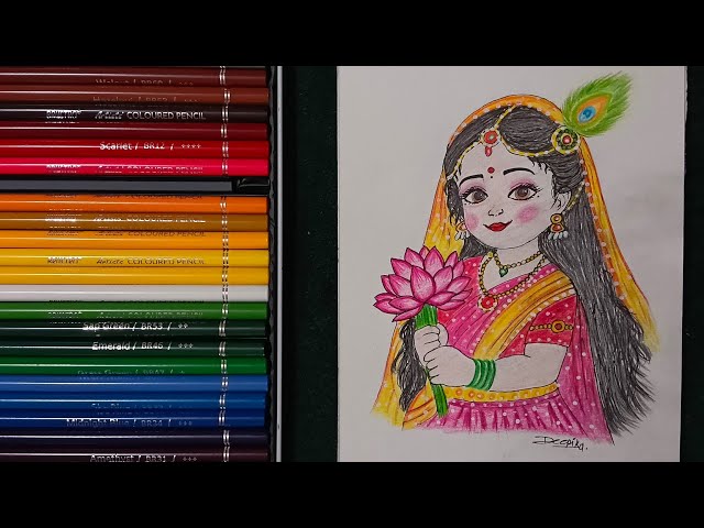 Beautiful Radha Rani Drawing 🌸✨|Step by Step Drawing#RadhaAshtami #RadhaRani #art #drawing #shorts