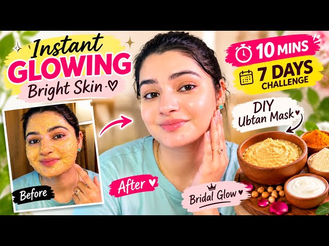 Instant Glowing Skin in 10 Minutes ✨ DIY Ubtan Face Mask | 7 Day Bridal Glow Challenge