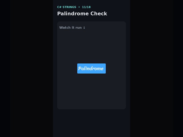 Is It a Palindrome? Check in Seconds !
