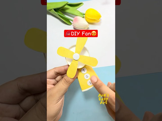 🪭DIY Fan with Paper Cup🌬️ @ArasEasyArt #diy #viral #ytshorts #fan