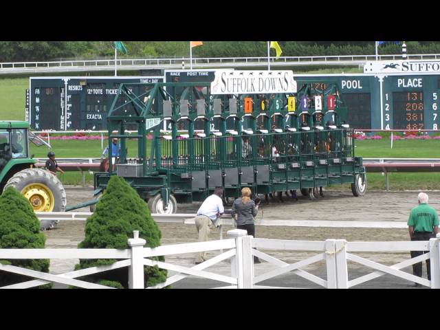 Suffolk Downs in HD - Horses at Starting Gate Race Track