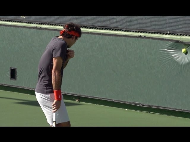Tommy Haas tries to nail Roger Federer in Slow Motion - Indian Wells 2013