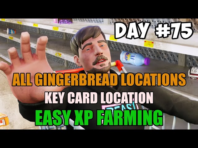 FORTNITE - MR BEAST 100 Days in a GROCERY STORE CHALLENGE all GINGERBREAD LOCATIONS. EASY XP FARM